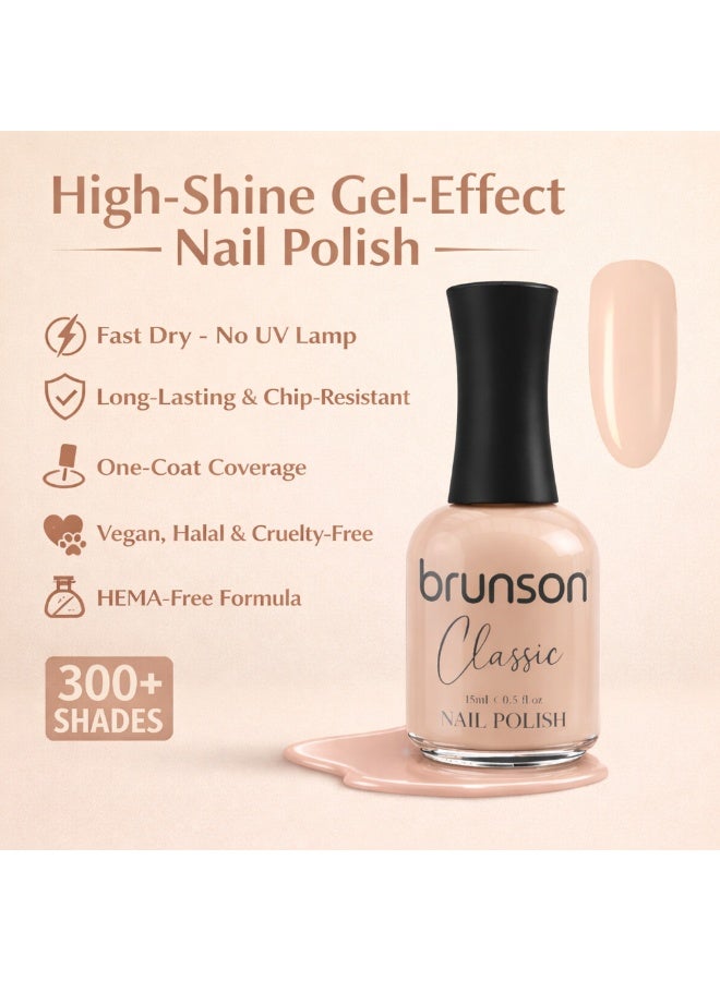 Brunson Classic Nail Polish 18ml Fast Dry Nail Lacquer Nail Harderner Normal Polish Glossy Gel Effect Quick Air Dry Long-Lasting Natural Nail Enamel Salon Quality Manicure Pedicure Regular Polish - Image 3